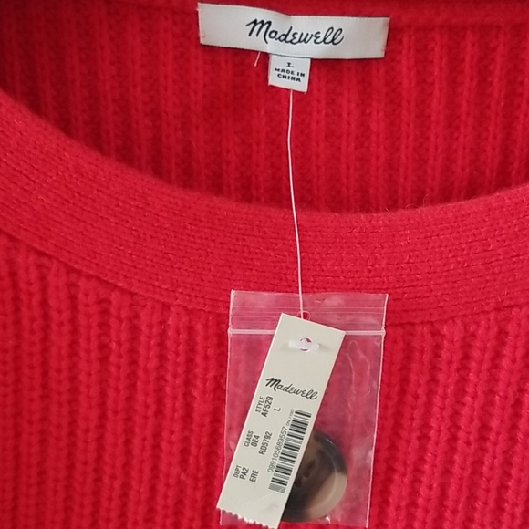 Madewell NWT Calloway Boatneck Sweater Large Merino Wool Blend Enamel Red - Picture 5 of 10